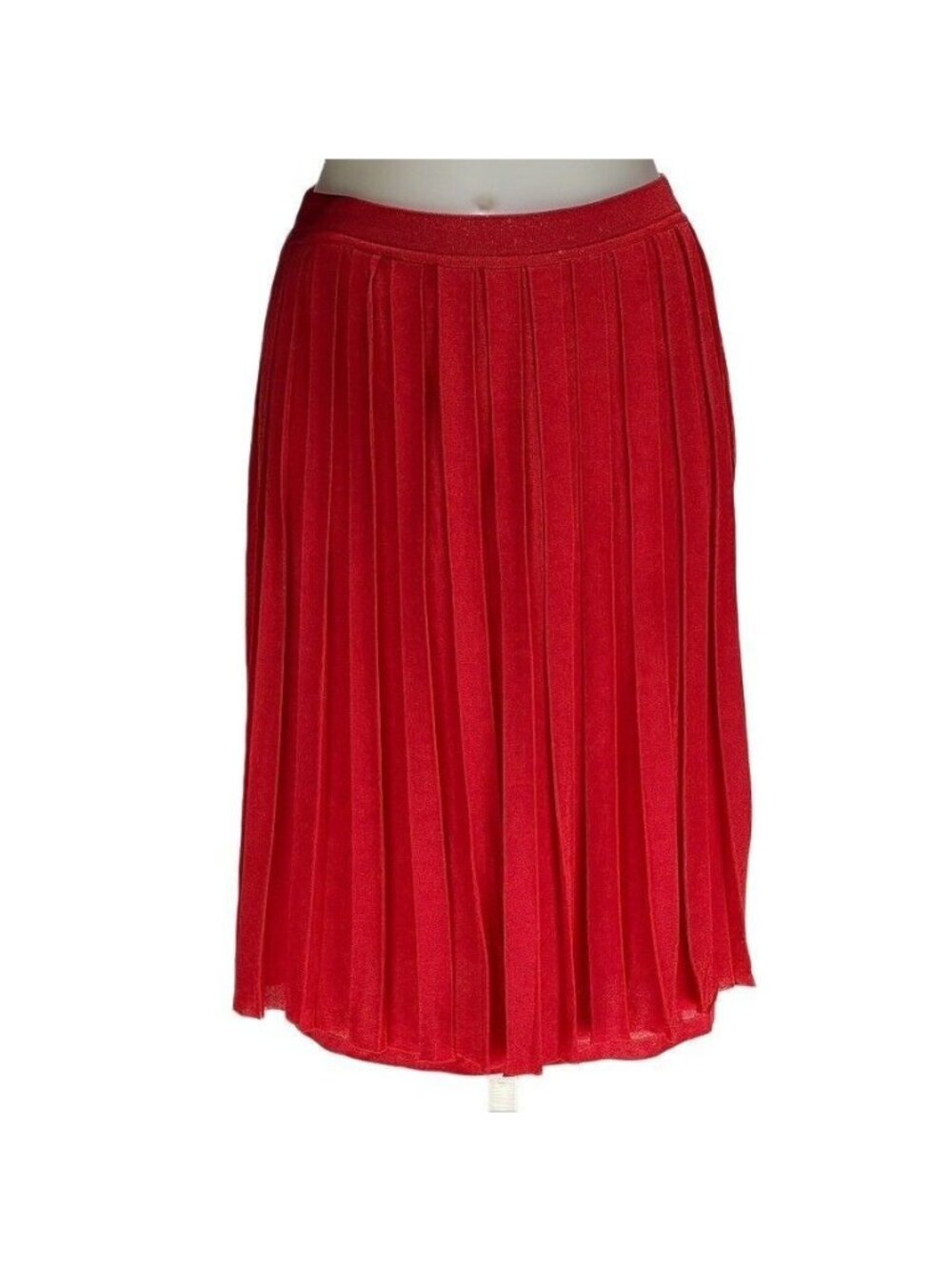 Escada Red Pleated Midi Skirt Size 38 Viscose Blend Made In Italy
